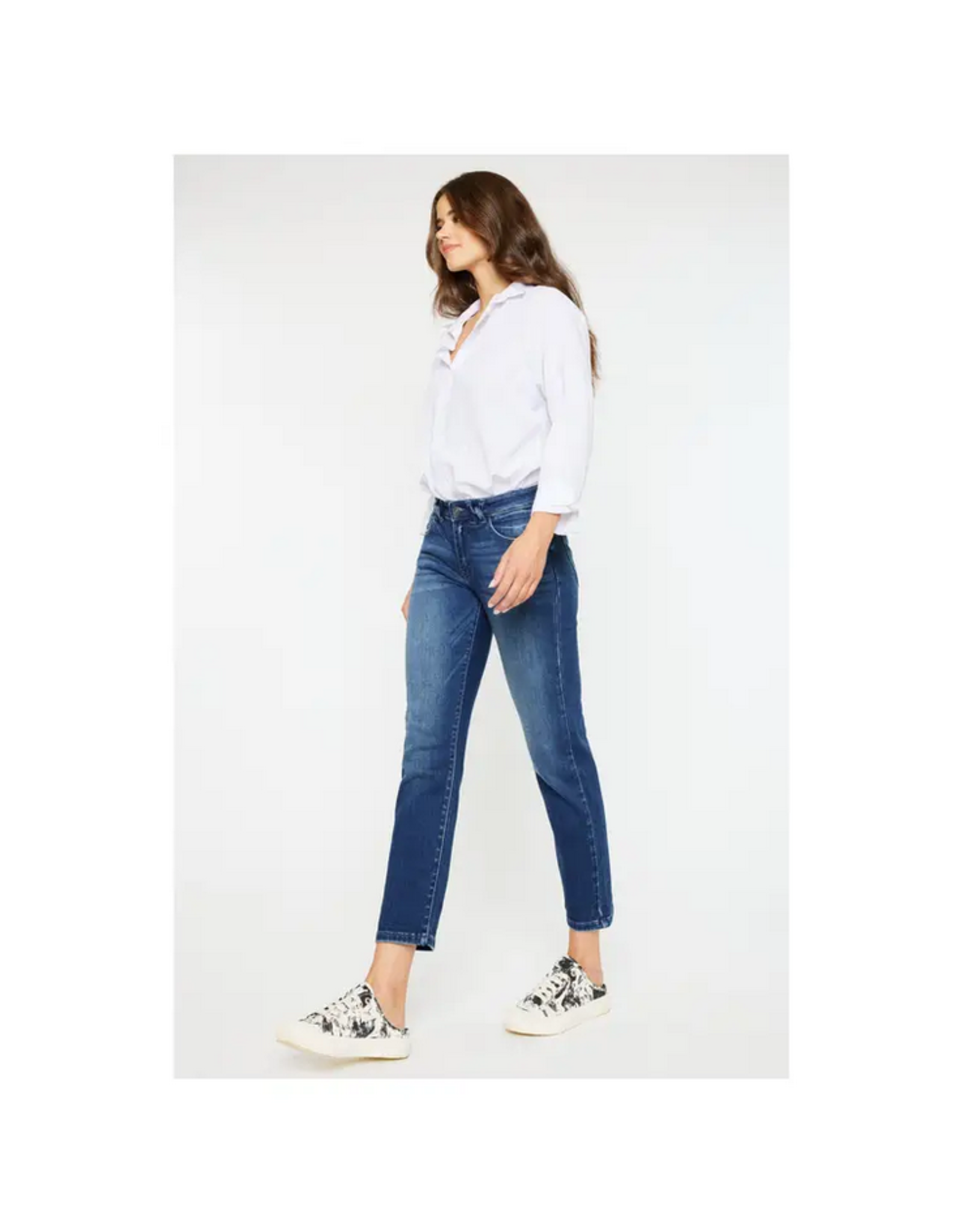 Kancan Mid Rise Slim Straight Cropped Jeans