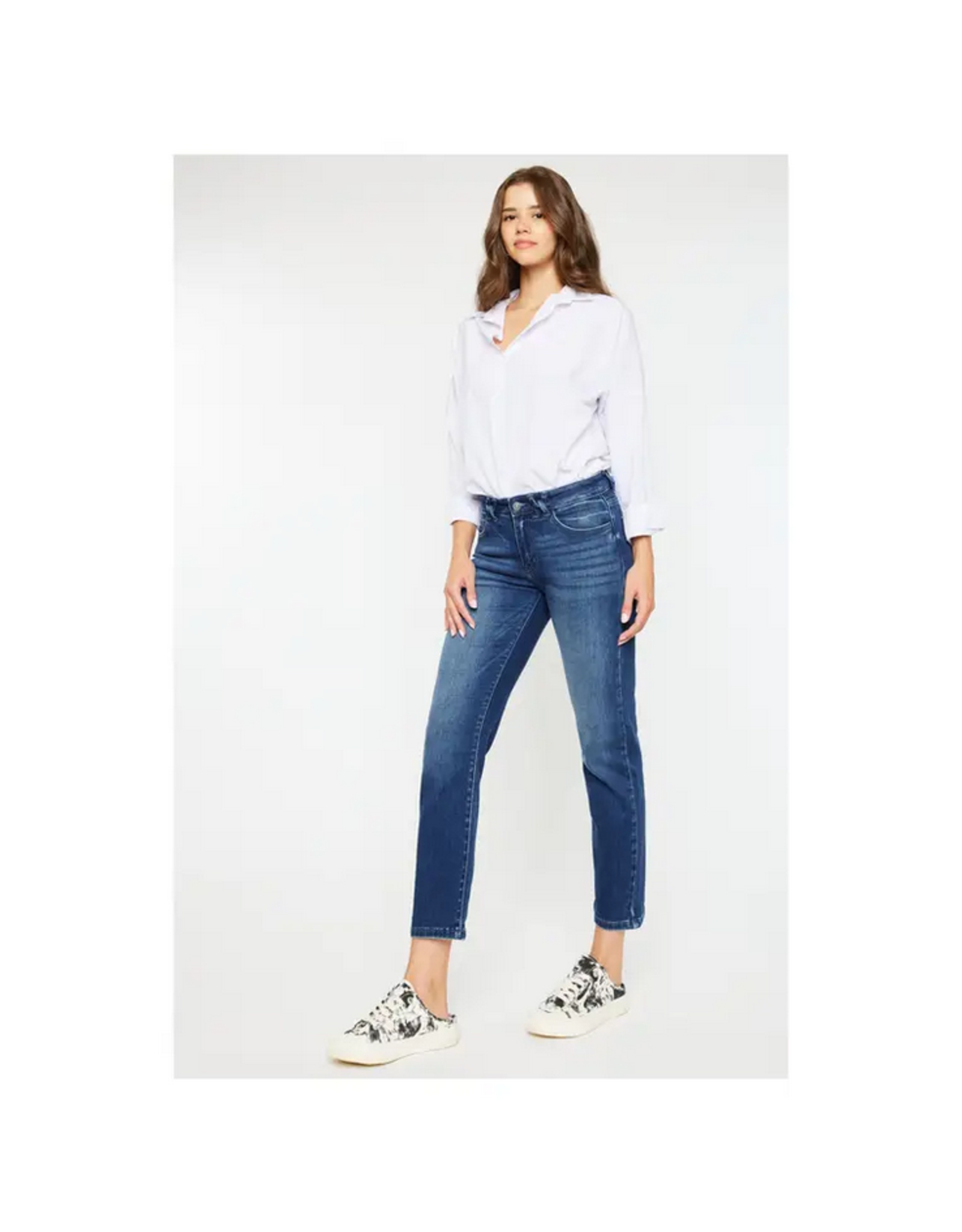 Kancan Mid Rise Slim Straight Cropped Jeans