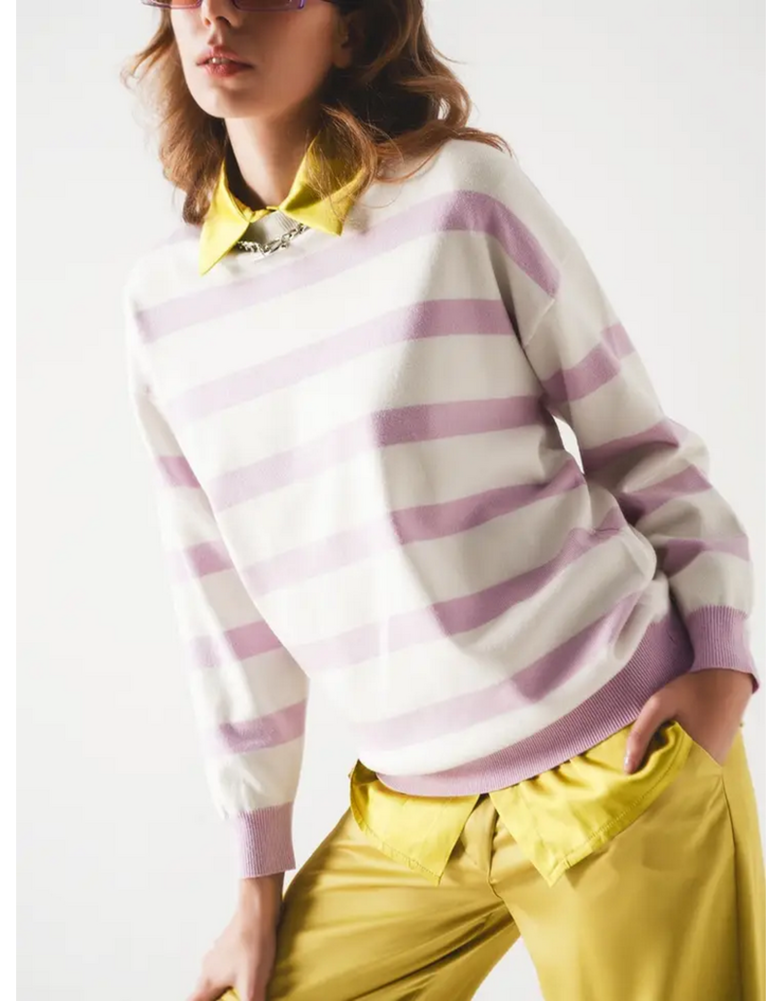 Q2 Purple Striped Sweater