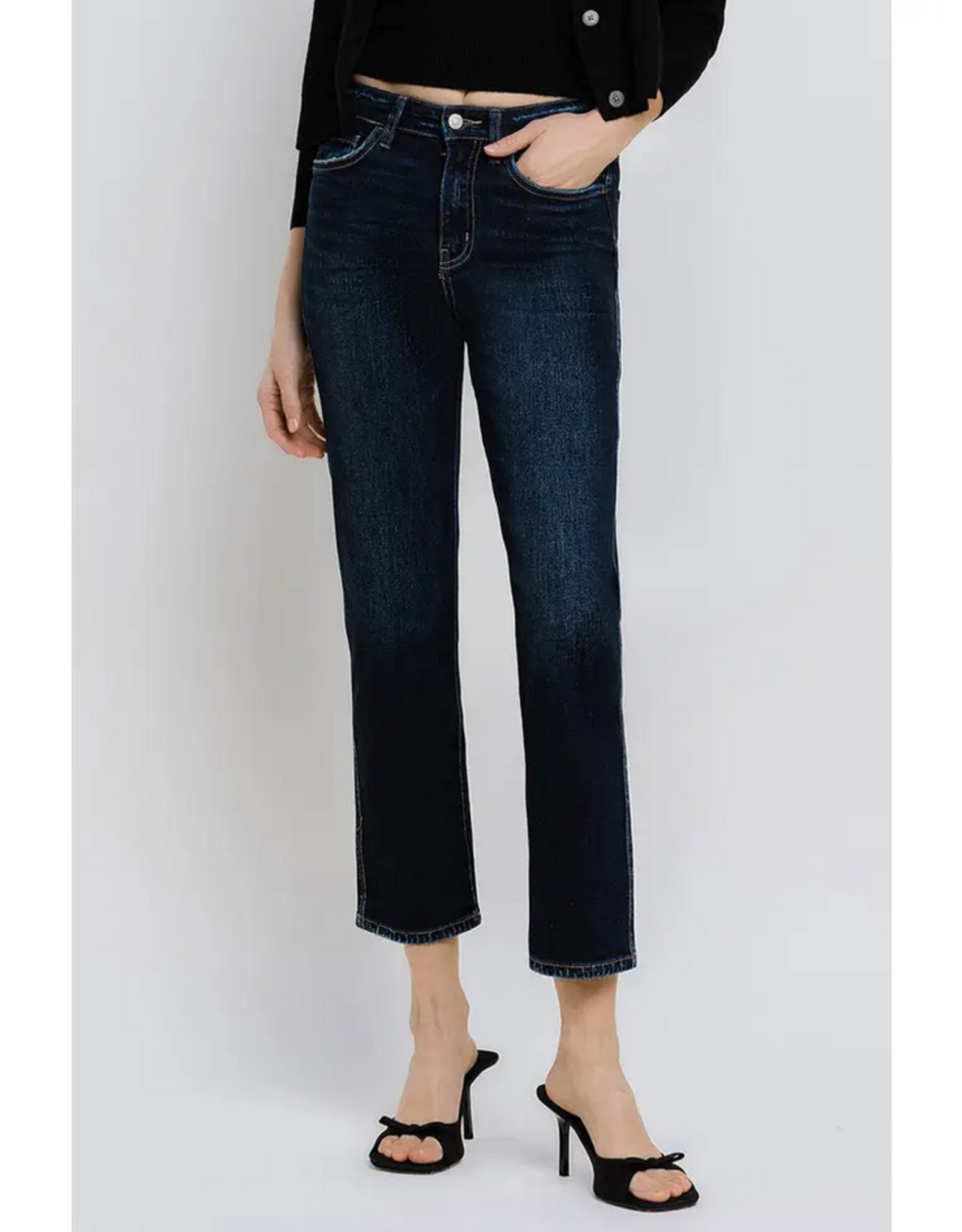 Flying Monkey High Rise Cropped Straight Jeans