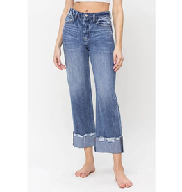 Vervet by Flying Monkey High Rise Rigid Dad Jeans with Wide Cuff Detail