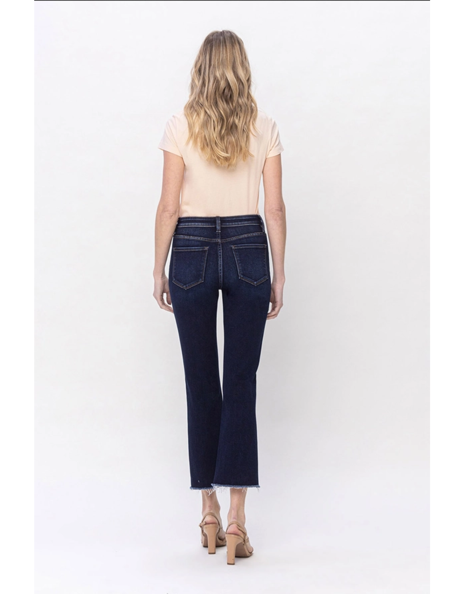 Vervet by Flying Monkey High Rise Step W Raw Hem Crop Flare Jeans