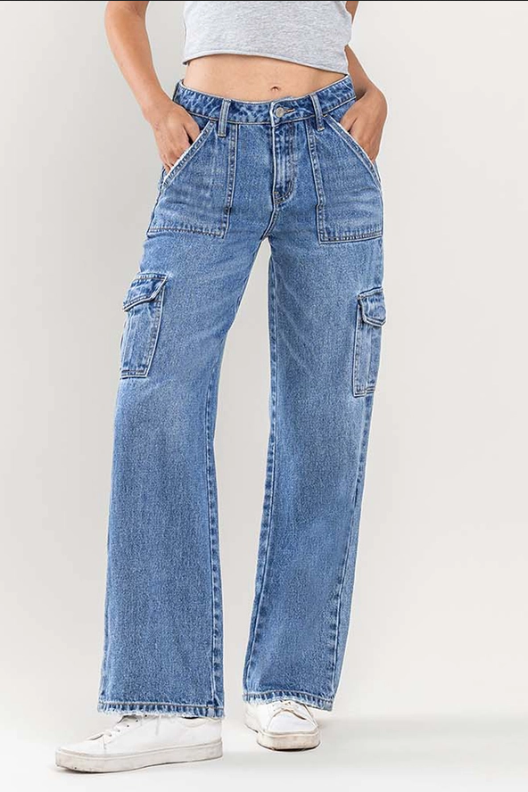 High Rise Wide Leg Cargo Jeans from Vervet by Flying Monkey - J Marcel