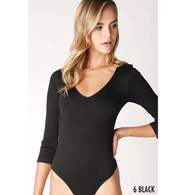 Design Lab V-Neck Rib-Knit Bodysuit