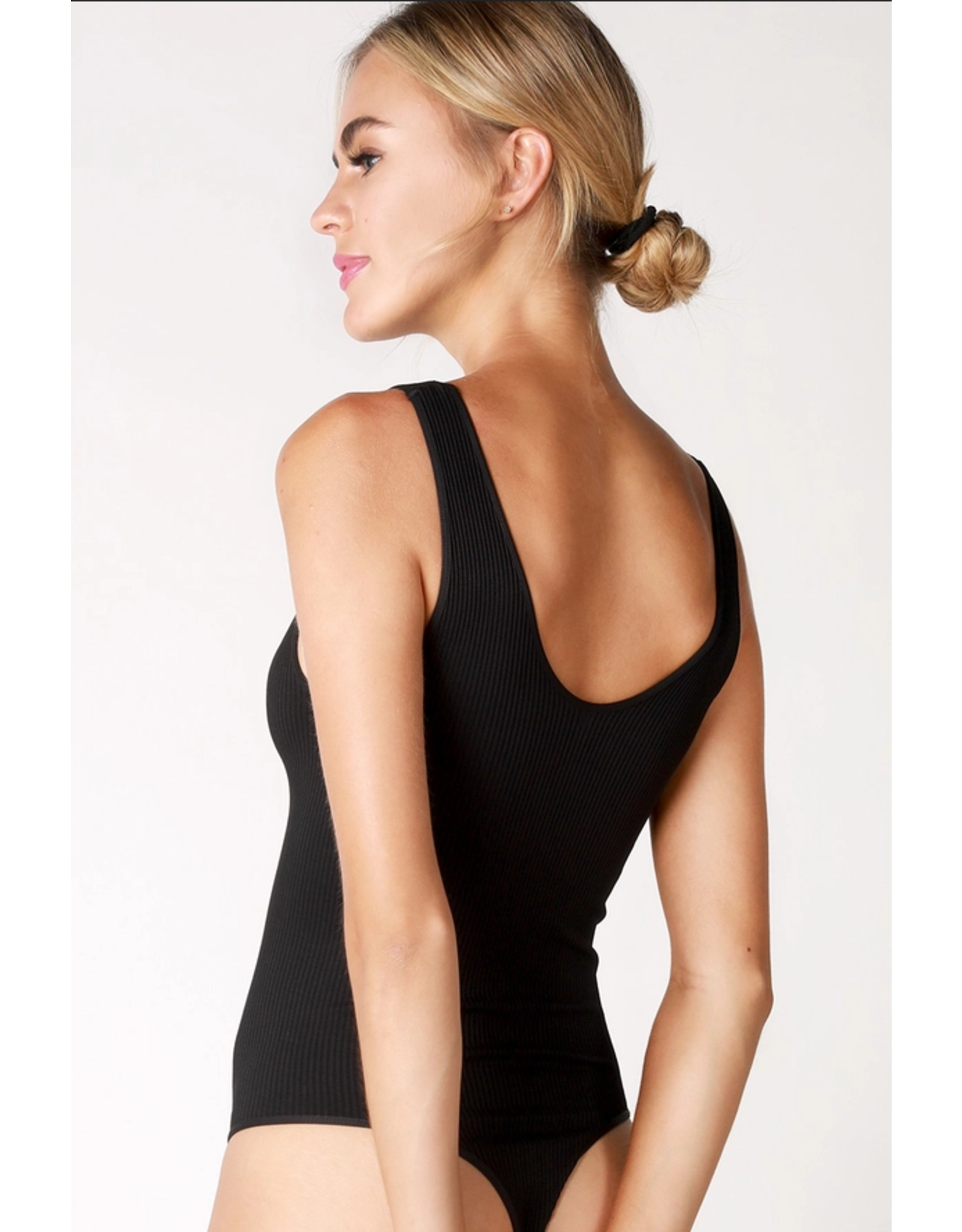 NikiBiki Ribbed Sleeveless V Neck Body Suit