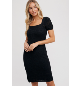 Bluivy Eyelet Knit Square Neck Dress