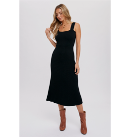 Bluivy Square Neck Sweater Midi Dress