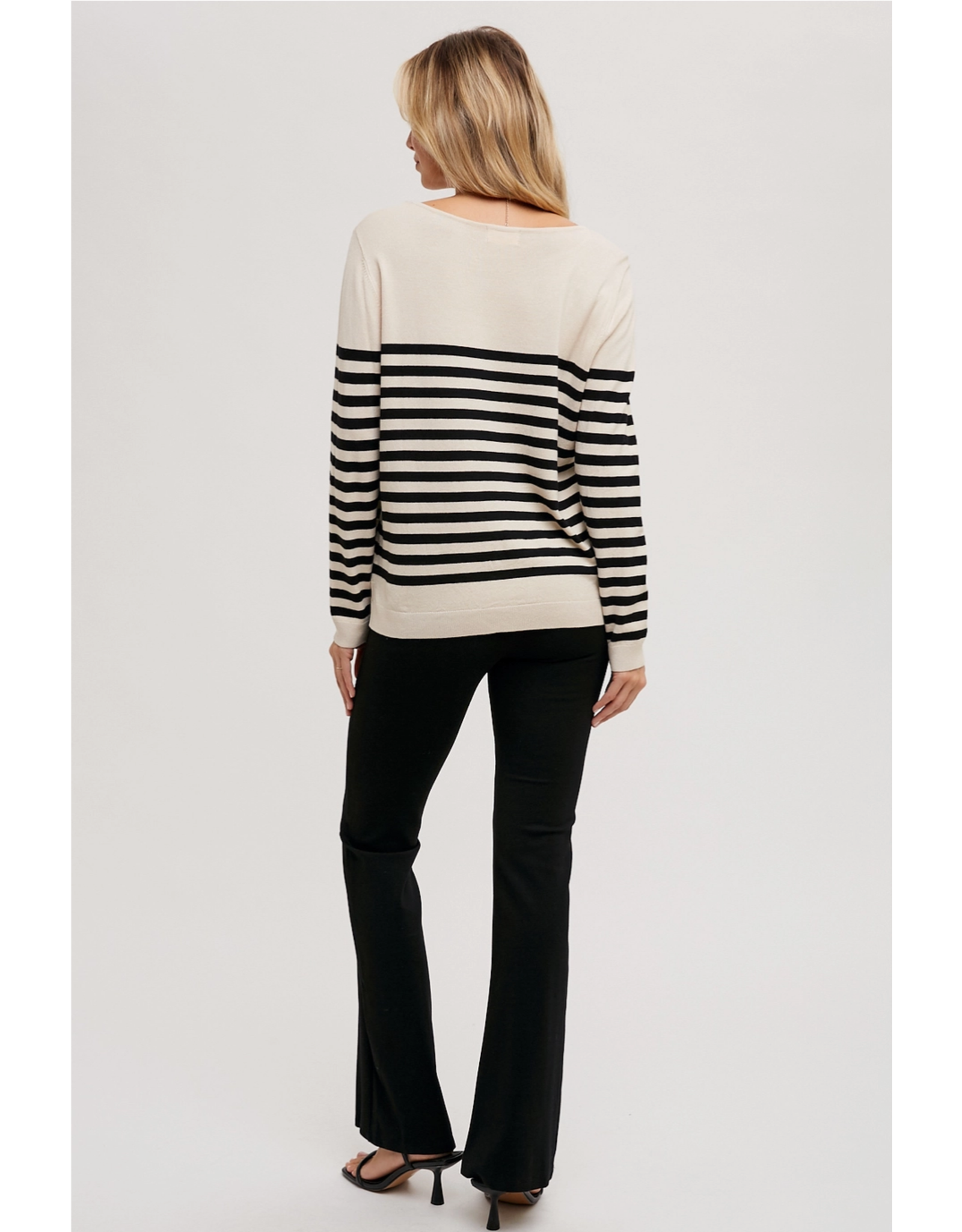 Bluivy Striped Knit Sweater Top