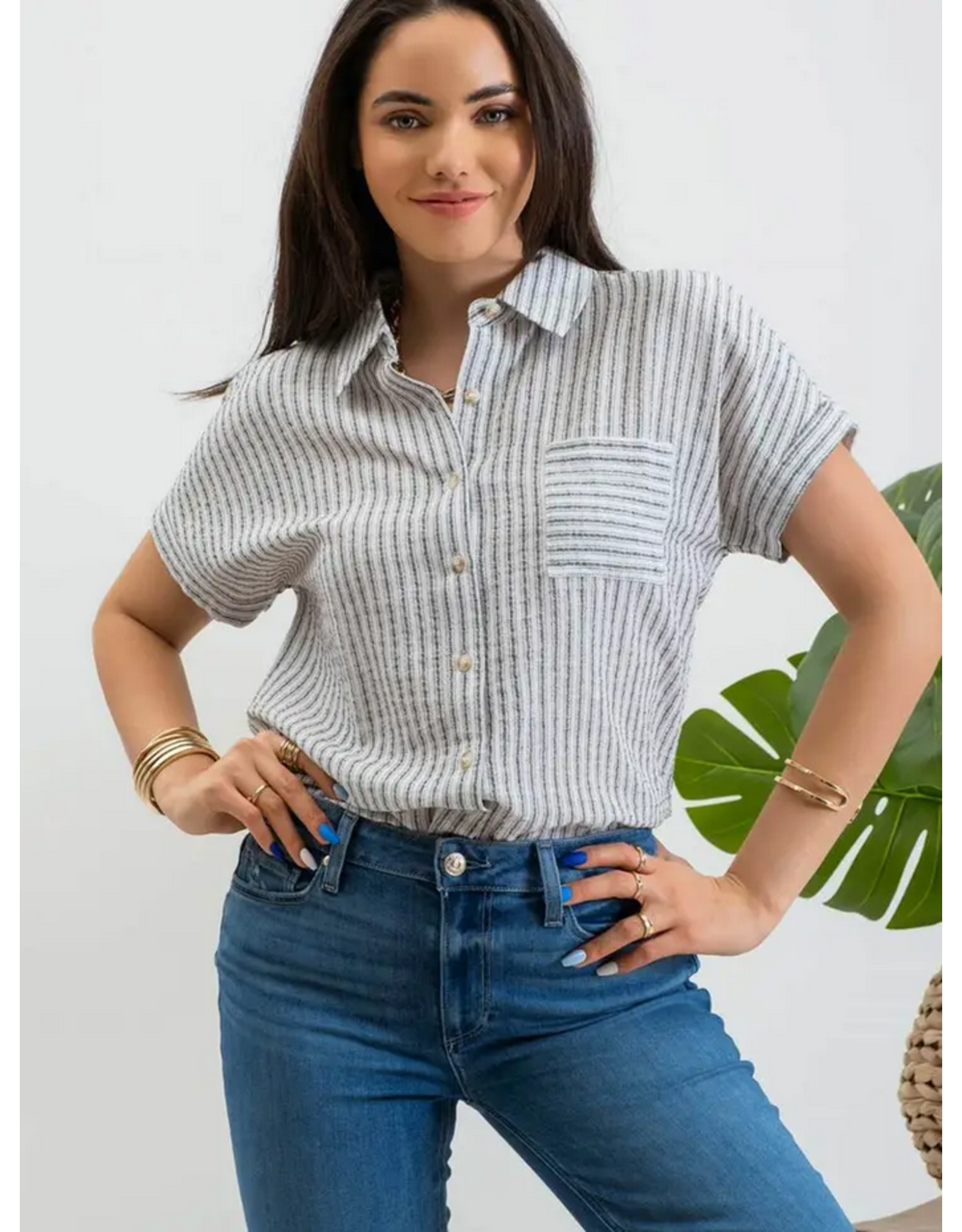 Blu Pepper Short Sleeve Striped Shirt