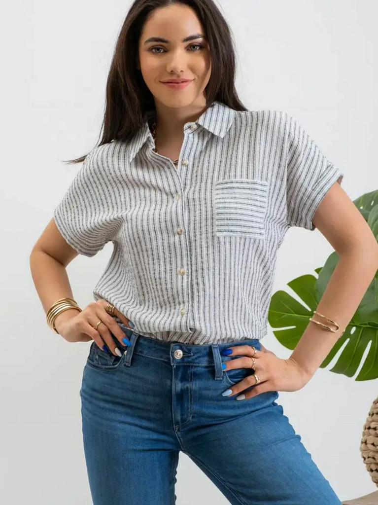 Blu Pepper Short Sleeve Striped Shirt