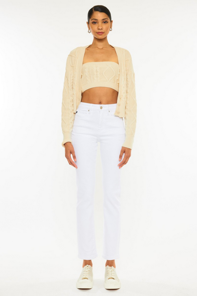 Kancan High Rise Slim Straight White Jeans