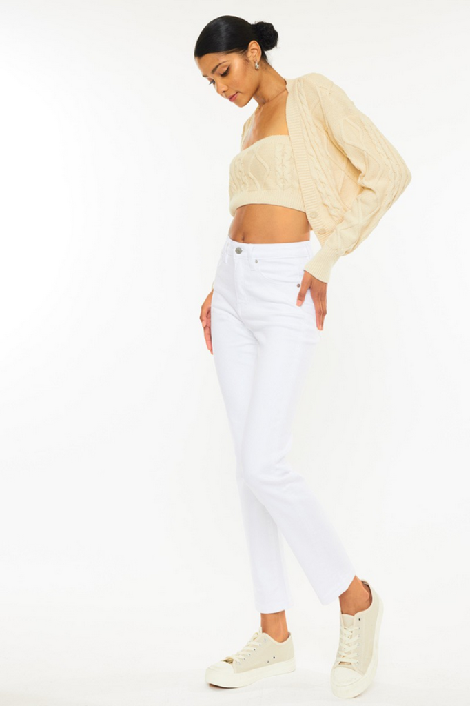 Kancan High Rise Slim Straight White Jeans
