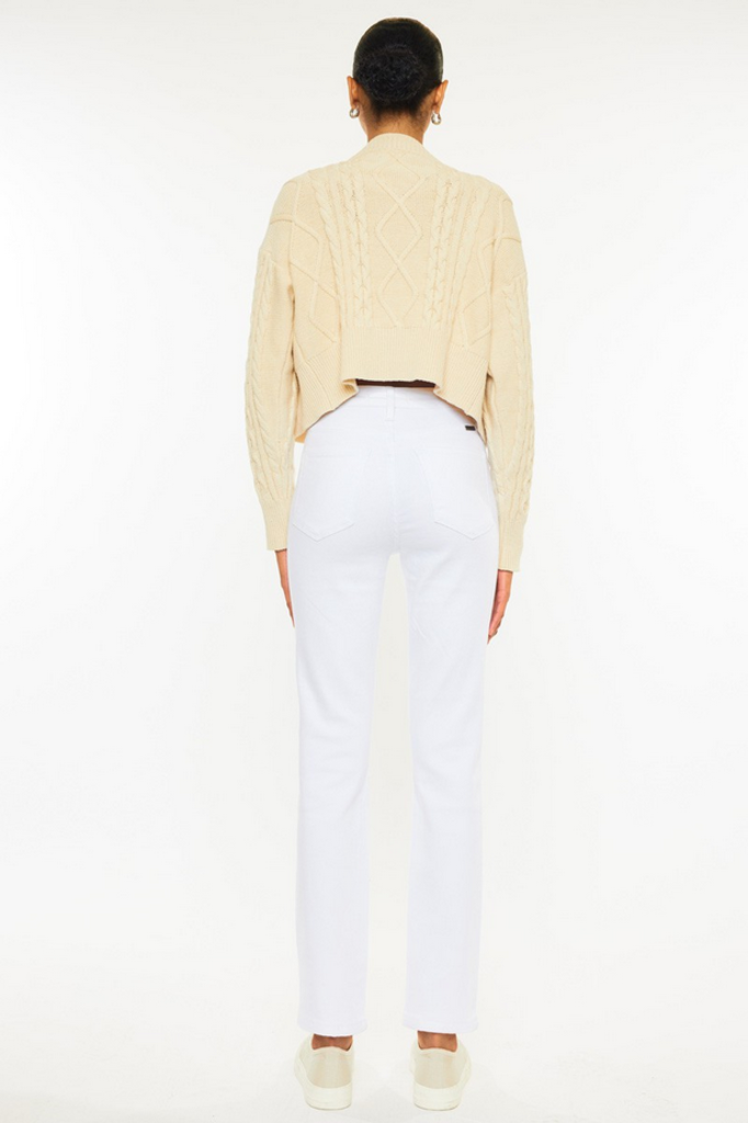 Kancan High Rise Slim Straight White Jeans