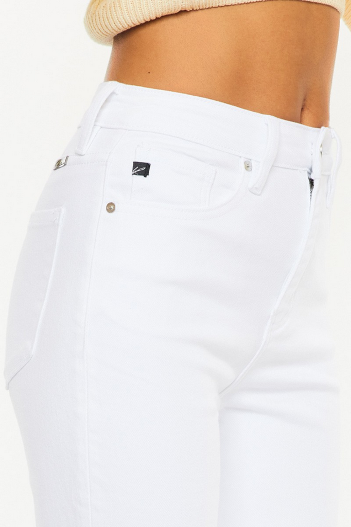 Kancan High Rise Slim Straight White Jeans