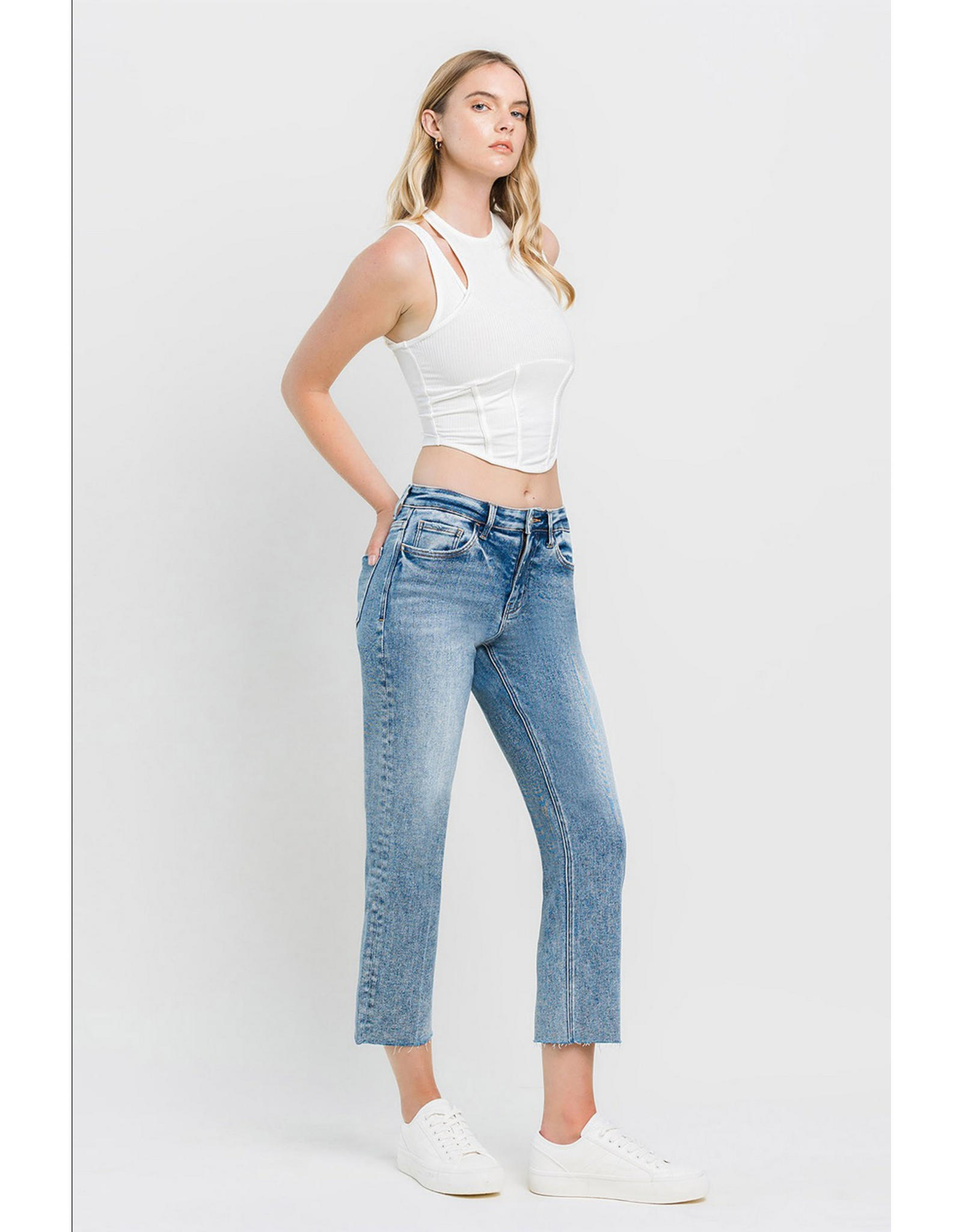 Vervet by Flying Monkey High Rise Straight Cropped Jeans