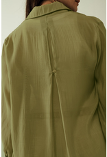 Q2 Kahki chiffon shirt w/pocket green