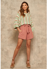 Promesa Linen-Blend Belted Shorts