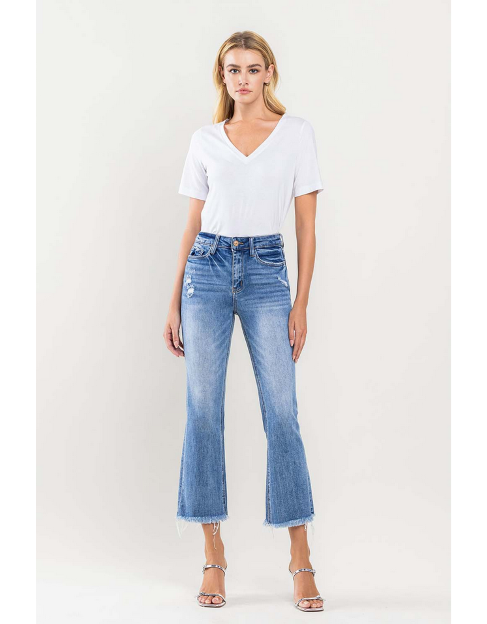 Vervet by Flying Monkey High Rise Kick Flare Cropped Jeans