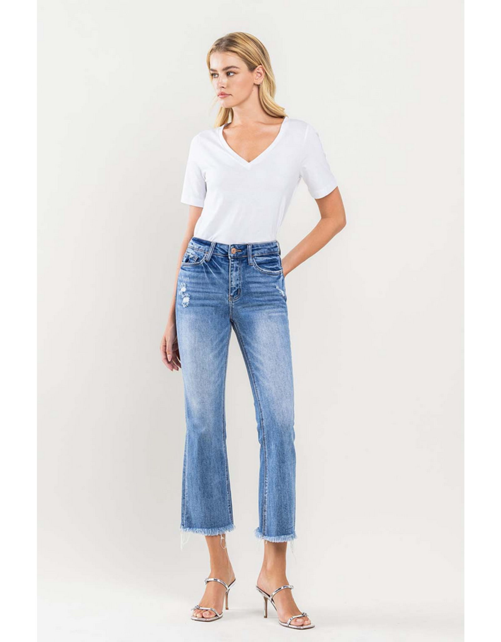 Vervet by Flying Monkey High Rise Kick Flare Cropped Jeans