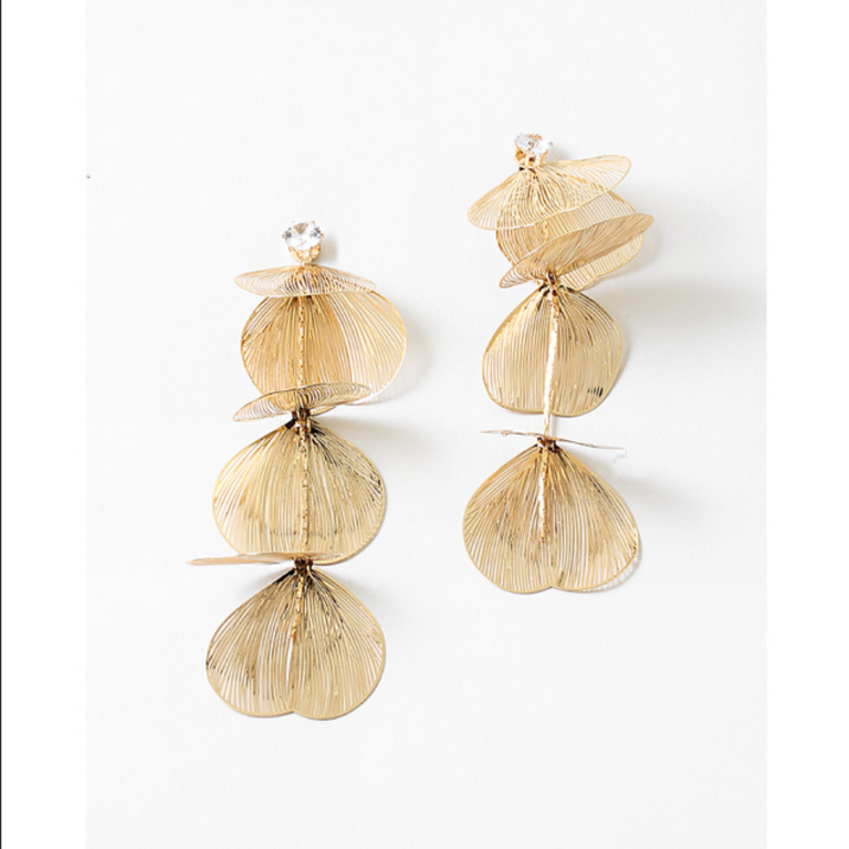 Blue Suede Jewels Flower Petal Fillagree Earrings