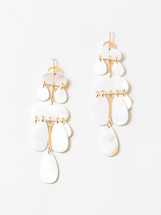 Blue Suede Jewels Shell Chandelier Earrings