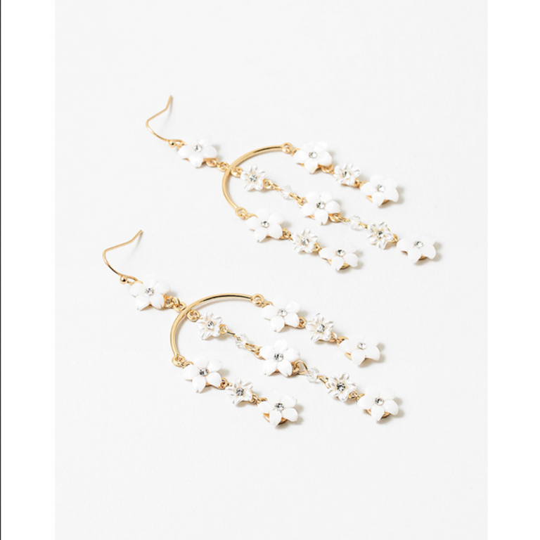 Blue Suede Jewels Flower Chandelier Earrings