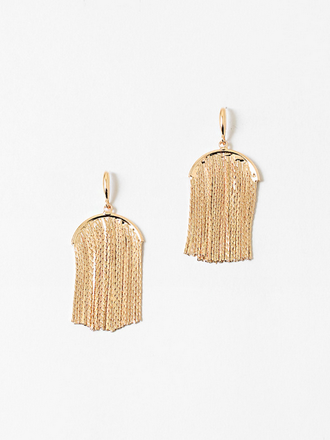 Blue Suede Jewels Gold Fringe Statement Earrings Blue Suede Jewels Gold Fringe Statement Earrings