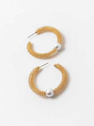 Blue Suede Jewels Statement Hoops with Pearl Detail Blue Suede Jewels Statement Hoops with Pearl Detail