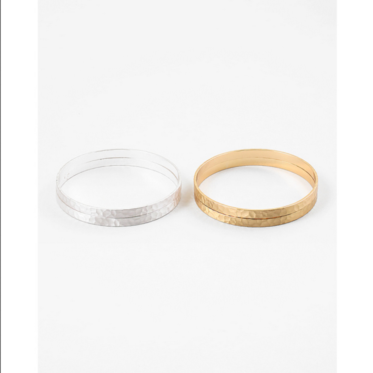 Blue Suede Jewels Hammered Bangle - Set of 2
