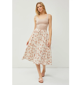 Be Cool A-Line Floral Flare Midi Skirt