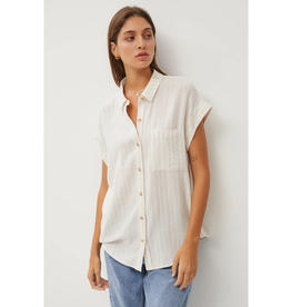 Be Cool Striped Button Down  Linen Blend Shirt