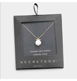 Secret Box 14K Gold Dipped Genuine Pearl Pendant Necklace