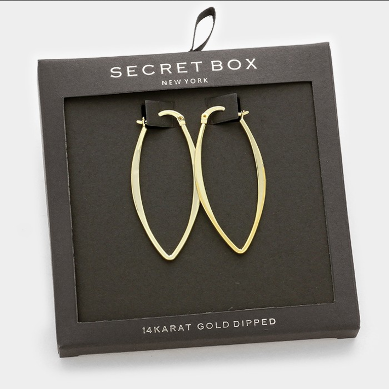 Secret Box Pointed Oval Drop Earrings
