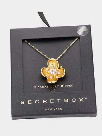 Secret Box 14K Gold Dipped Flower Pendant Necklace