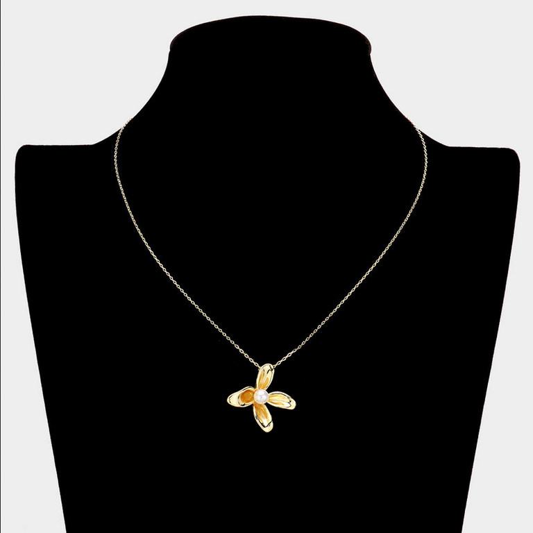 Secret Box 14K Gold Dipped Flower Pendant Necklace