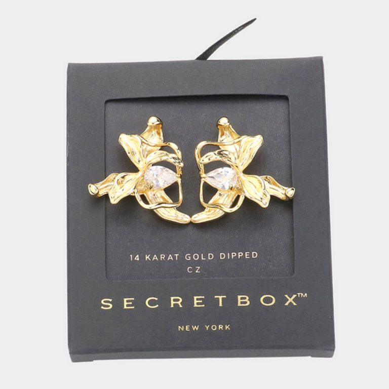 Secret Box 14K Gold Dipped Flower Earrings