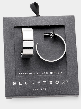 Secret Box Sterling Silver Dipped Half Hoop Earrings