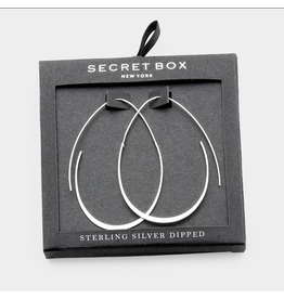 Secret Box Sterling Silver Dipped Teardrop Hoop Earrings