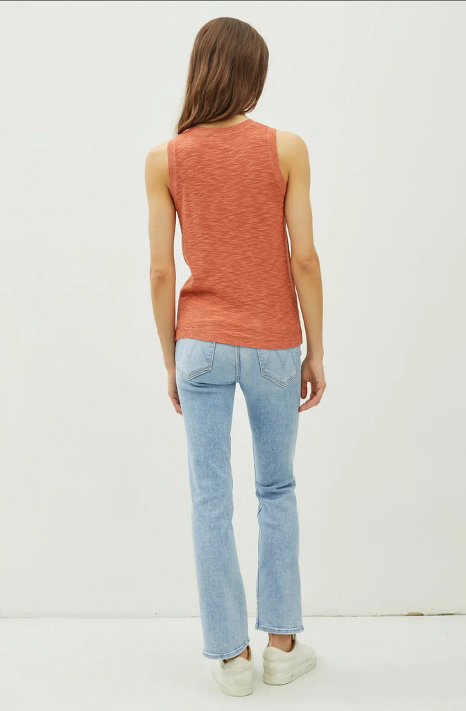 Be Cool Round Neck Sleeveless Slub Knit Top