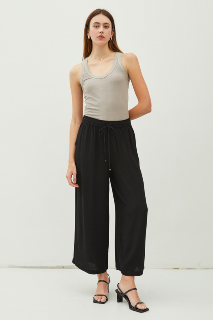 Drawstring Wide Leg Crop Pants from Be Cool - J Marcel Drawstring Wide Leg Crop Pants from Be Cool - J Marcel