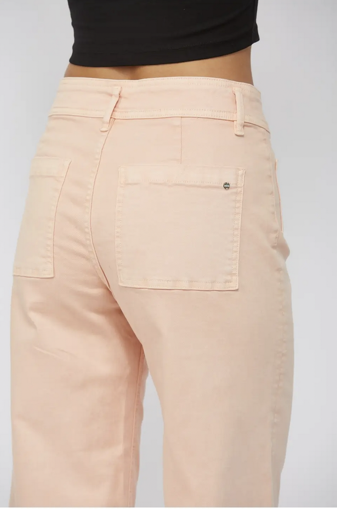 Mica Denim Cropped Wide Leg Jeans with Front Pockets