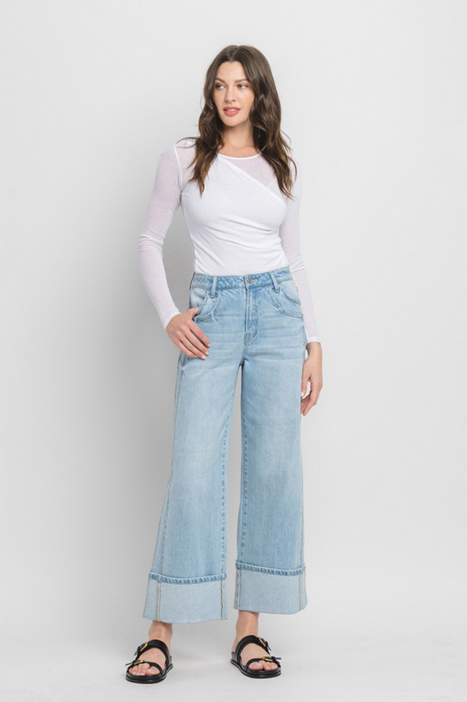 Vervet by Flying Monkey Super High Rise Cuffed Baggy Jeans