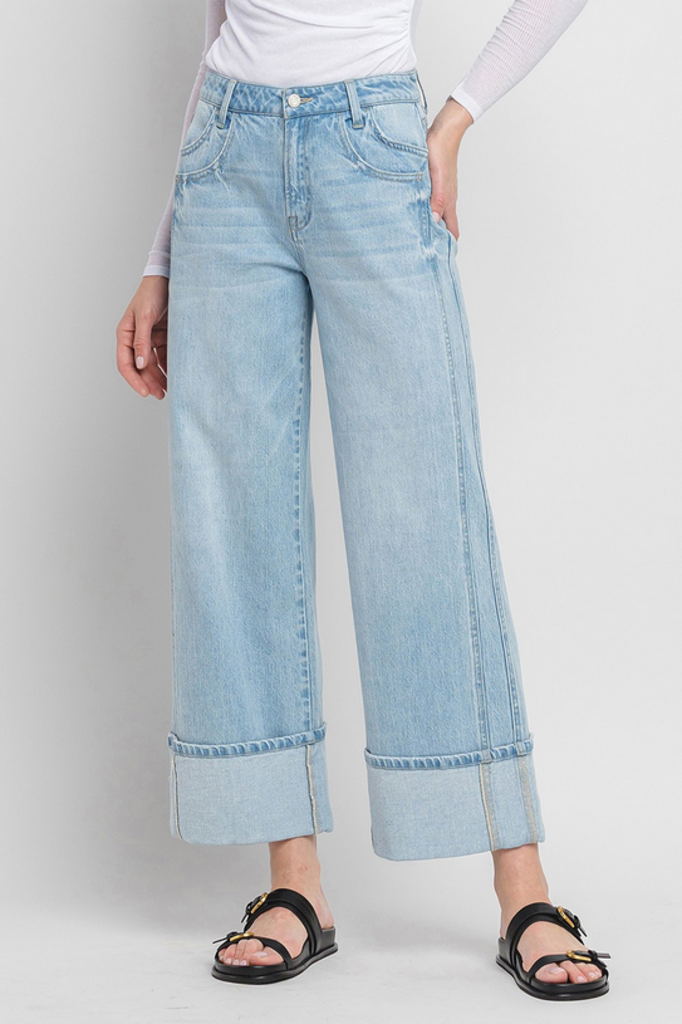 Vervet by Flying Monkey Super High Rise Cuffed Baggy Jeans