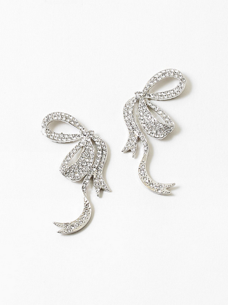 Blue Suede Jewels Silver Bow Statement Earrings Blue Suede Jewels Silver Bow Statement Earrings