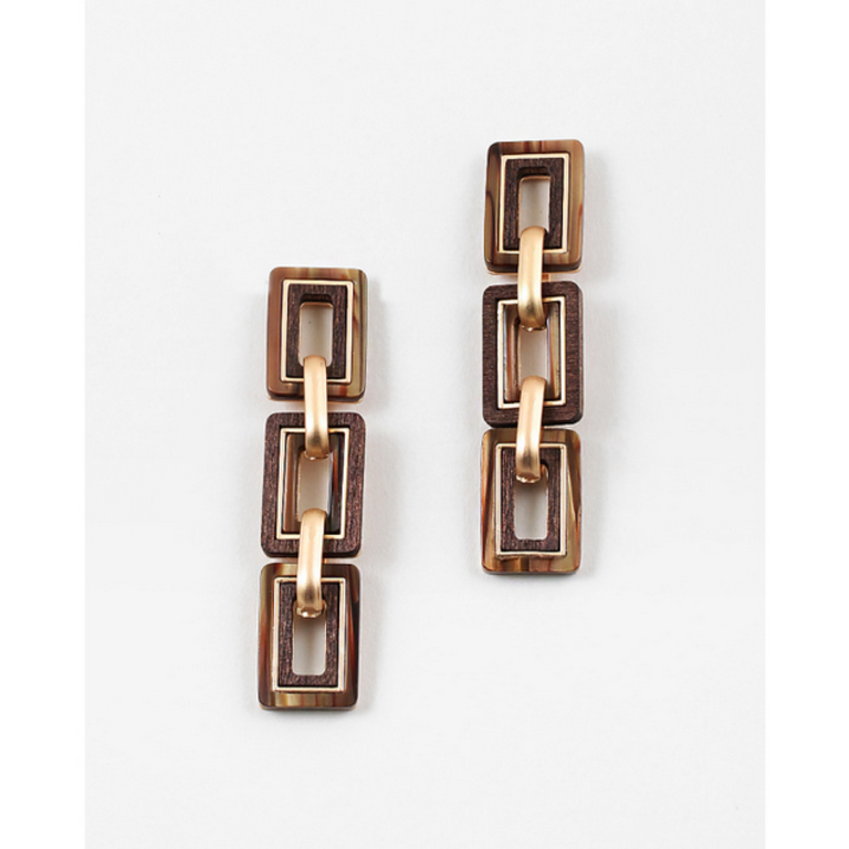 Blue Suede Jewels Faux Wood Resin Earrings