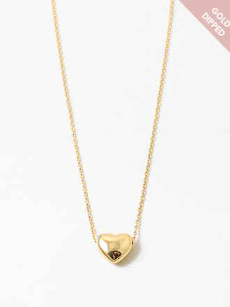 Blue Suede Jewels Gold Dipped Puffy Heart Necklace