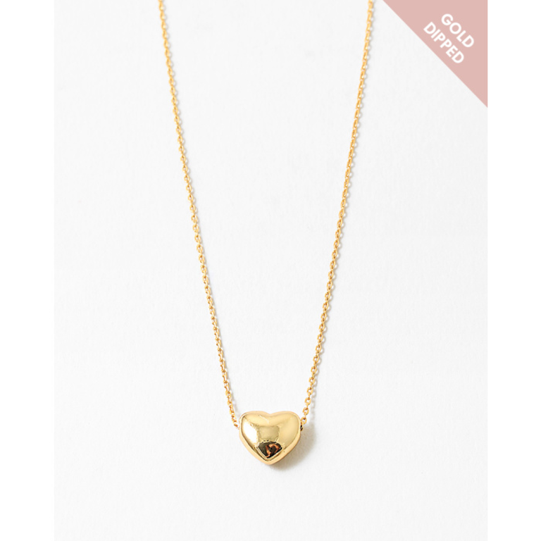 Blue Suede Jewels Gold Dipped Puffy Heart Necklace
