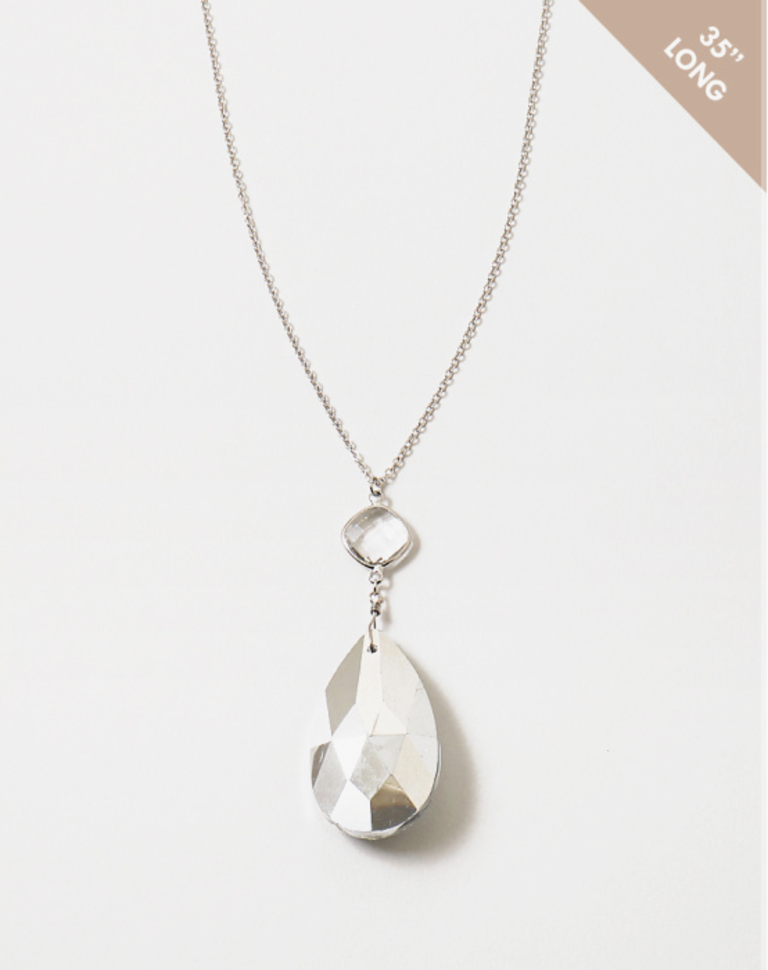Blue Suede Jewels Pendant Teardrop Crystal Necklace
