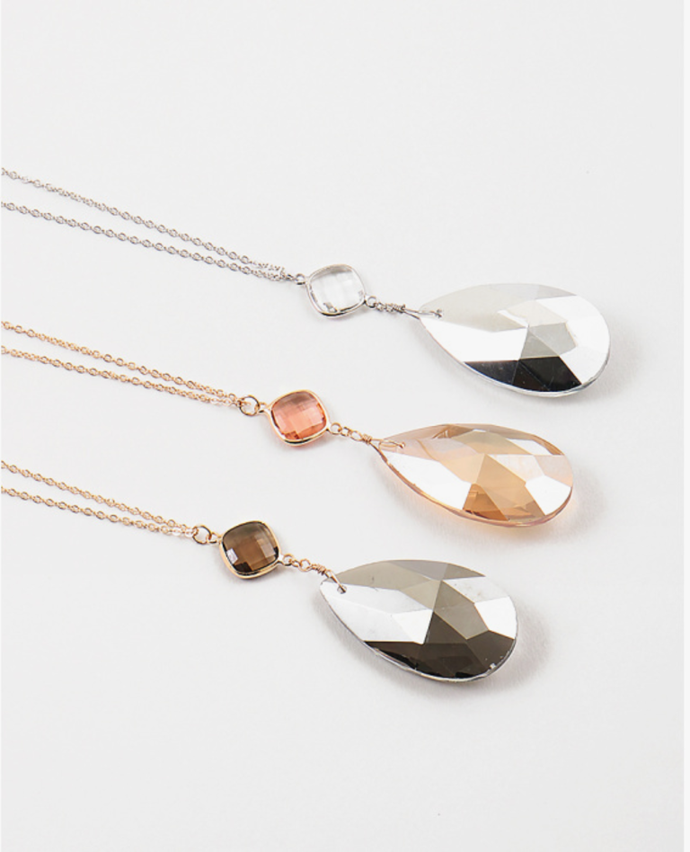 Blue Suede Jewels Pendant Teardrop Crystal Necklace
