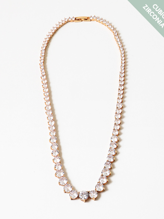 Blue Suede Jewels Gold Cubic Zirconia Statement Necklace